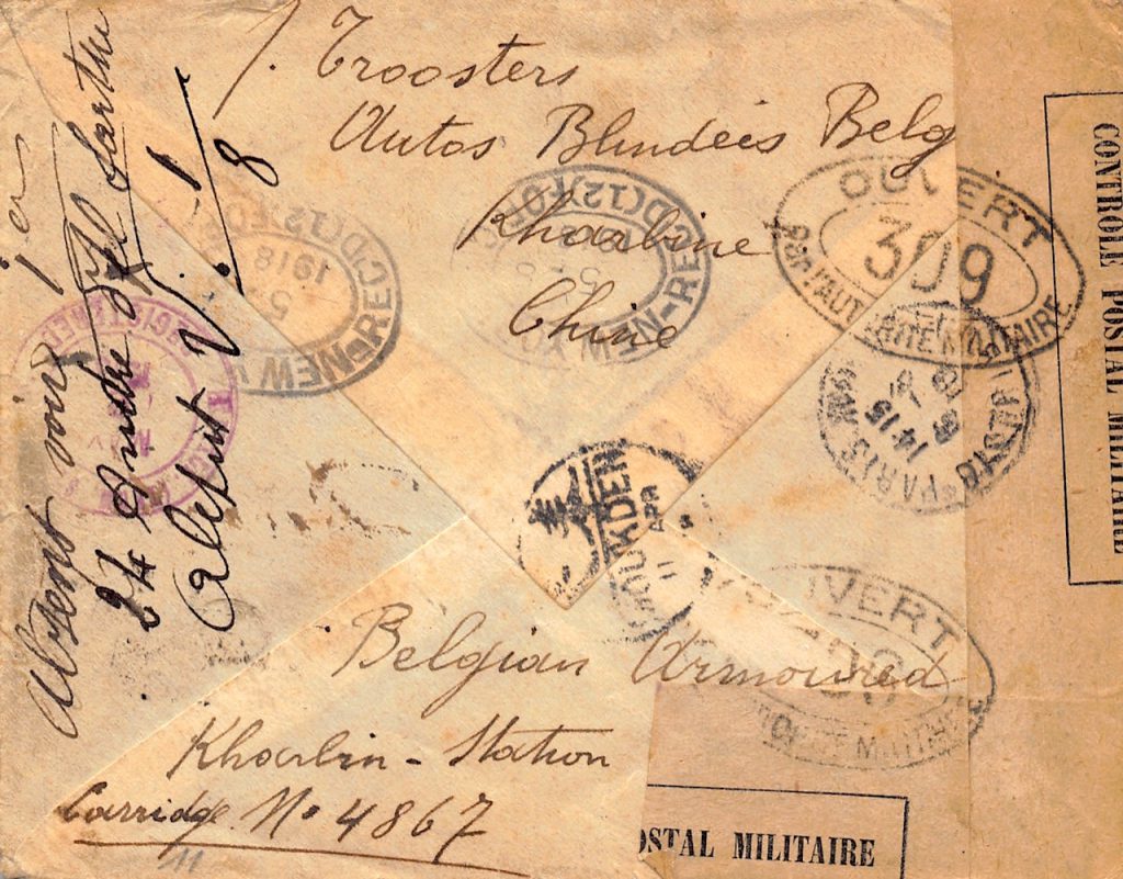 1918, Kriegspost-Einschreibebrief aus Harbin mit franz. Zensur