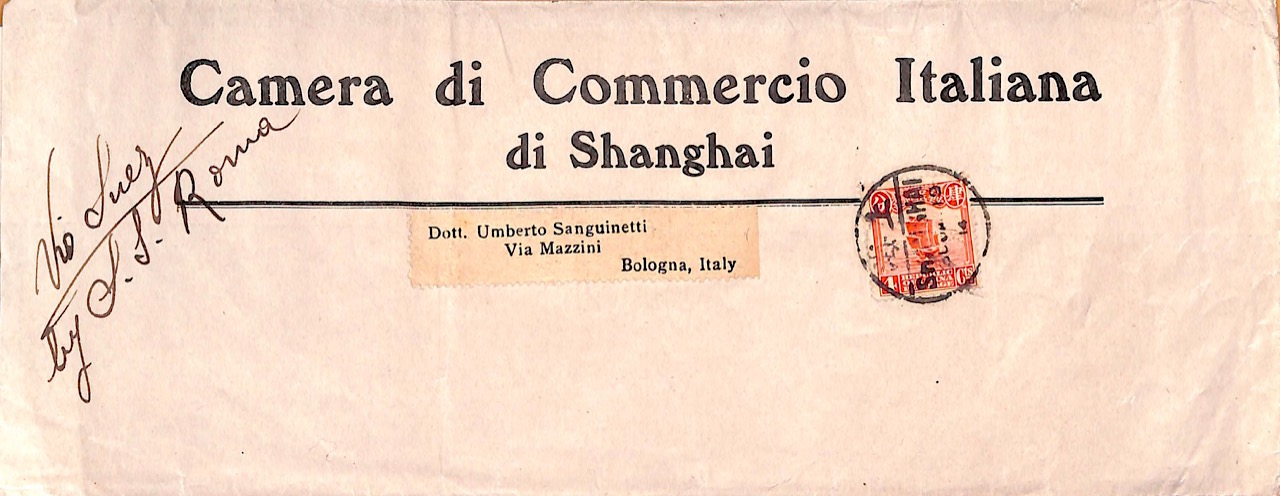 Read more about the article 1919, Streifbandsendung aus Shanghai nach Italien