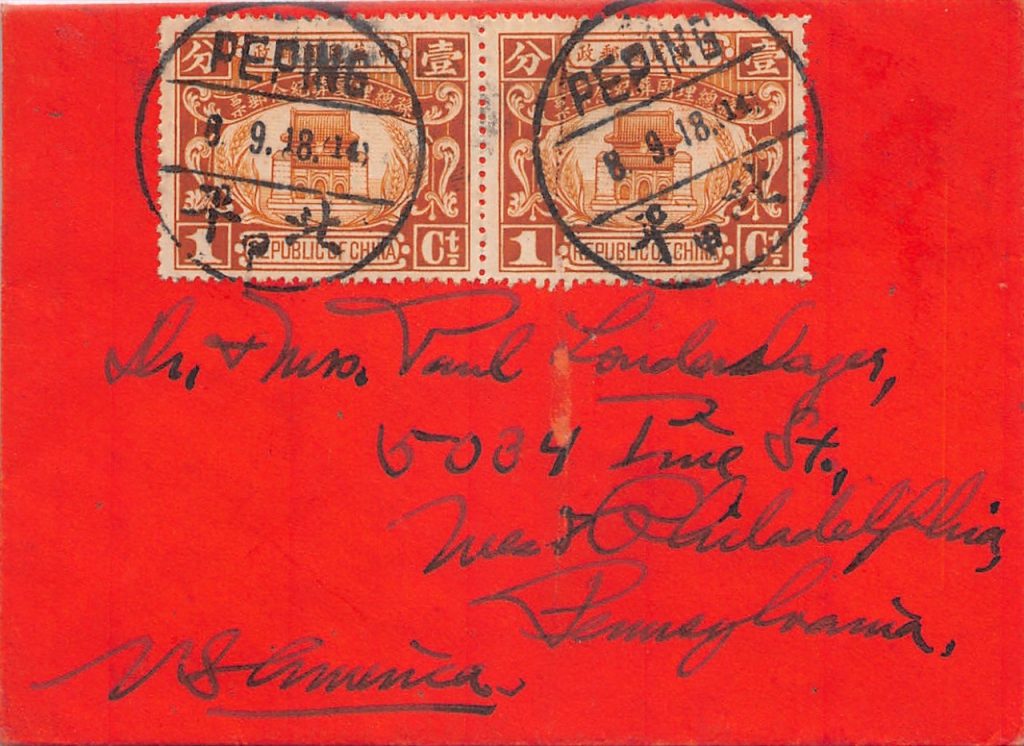 1929, Drucksache aus Peping (Peking) in die USA