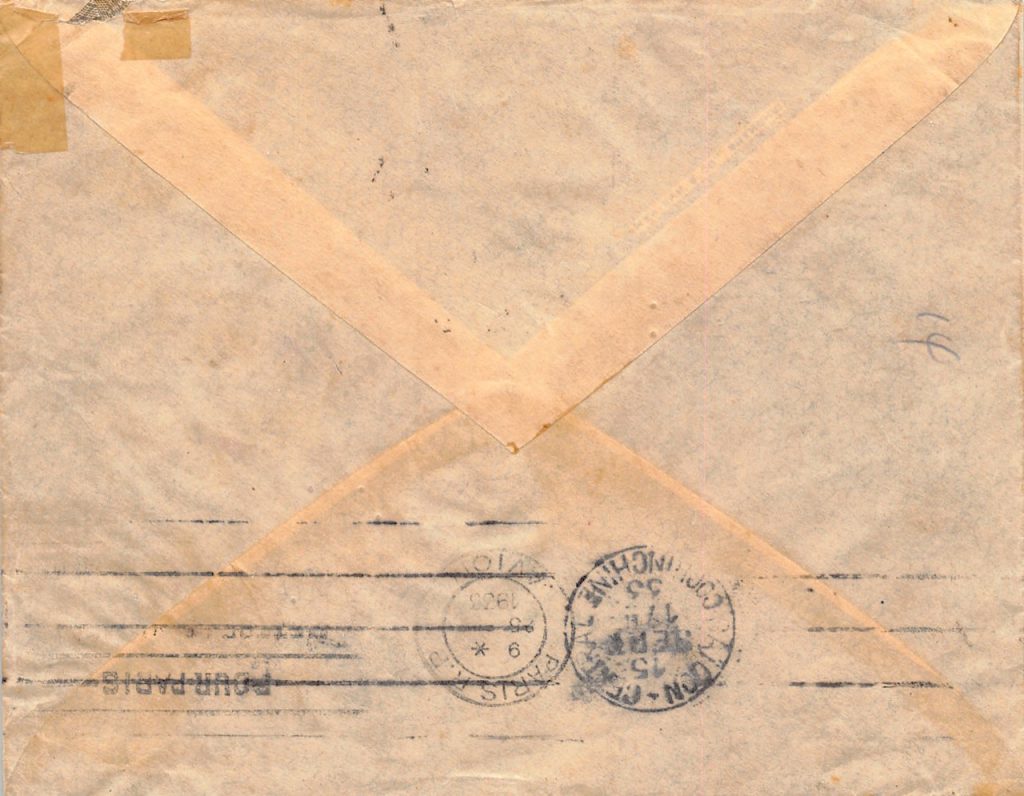 1933, Luftpostbrief aus Shanghai über Saigon-Marseille und weiter nach Deutschland