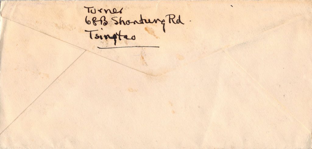 1940, Nachporto-Brief aus Chefoo via Japan nach USA