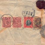 1943, zensierter Luftpost-Einschreibbrief aus Ishan.Si nach Indien mit 50-Cent-Provisorium (Kwangsi)