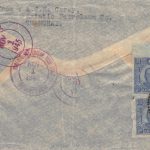 1945, Luftpost-Einschreibbrief aus Chungking 重慶市 (heute: Chongqing) nach Norfolk (USA) via „Over The Hump“ und Westafrika